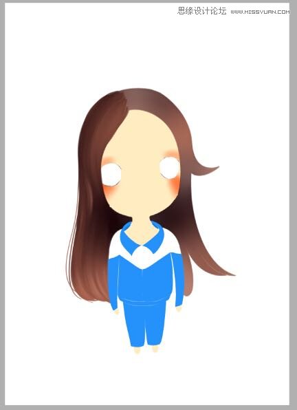 Photoshop绘制可爱的大头Q版画效果图