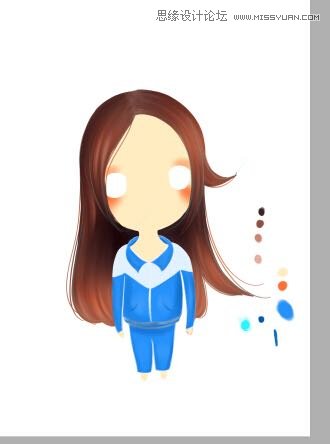 Photoshop绘制可爱的大头Q版画效果图