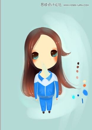 Photoshop绘制可爱的大头Q版画效果图