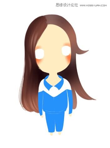 Photoshop绘制可爱的大头Q版画效果图