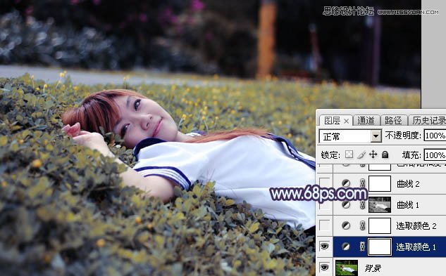 Photoshop调出草地美女唯美梦幻紫色效果