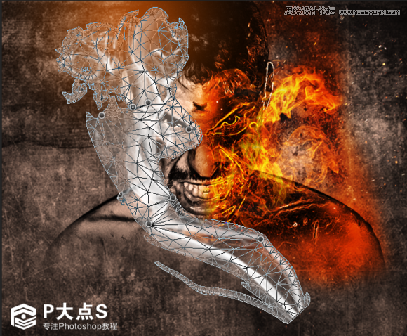 Photoshop合成怒火燃烧的大叔效果图