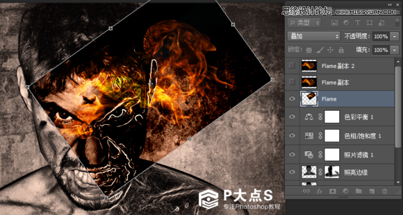 Photoshop合成怒火燃烧的大叔效果图