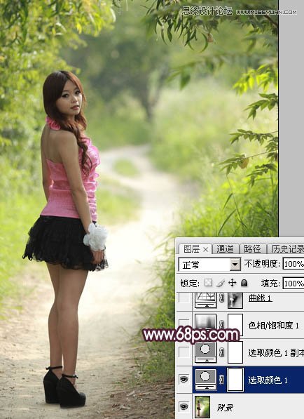 Photoshop调出春季外景女孩梦幻紫色调