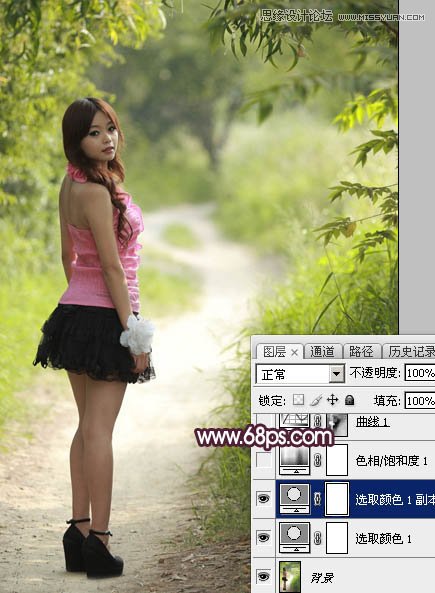 Photoshop调出春季外景女孩梦幻紫色调