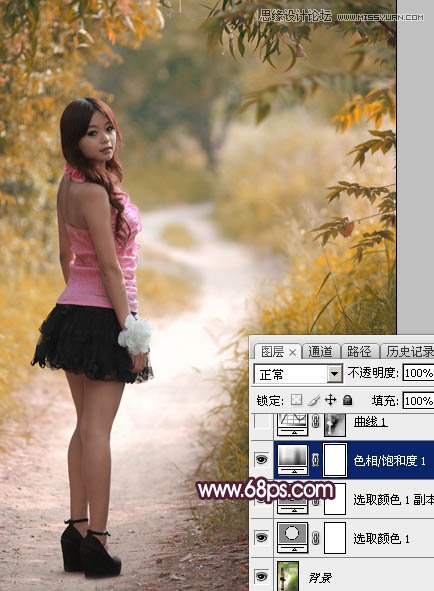 Photoshop调出春季外景女孩梦幻紫色调