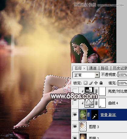 Photoshop调出河边女孩暗调红褐色效果