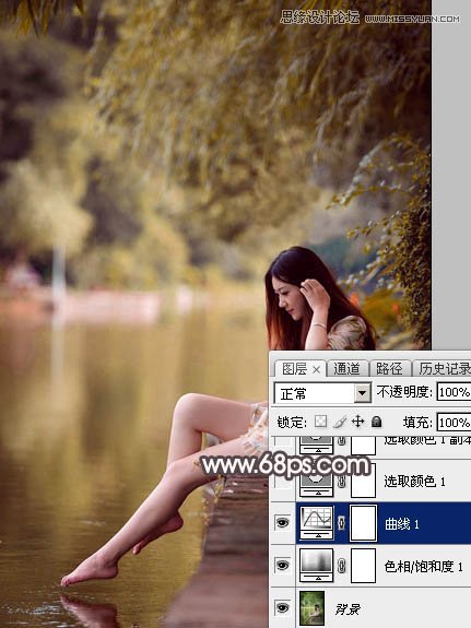 Photoshop调出河边女孩暗调红褐色效果