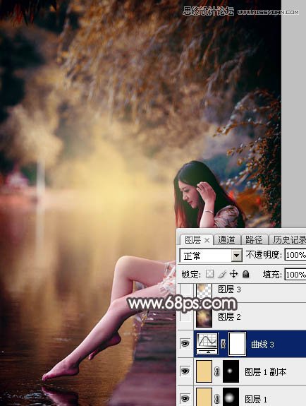 Photoshop调出河边女孩暗调红褐色效果