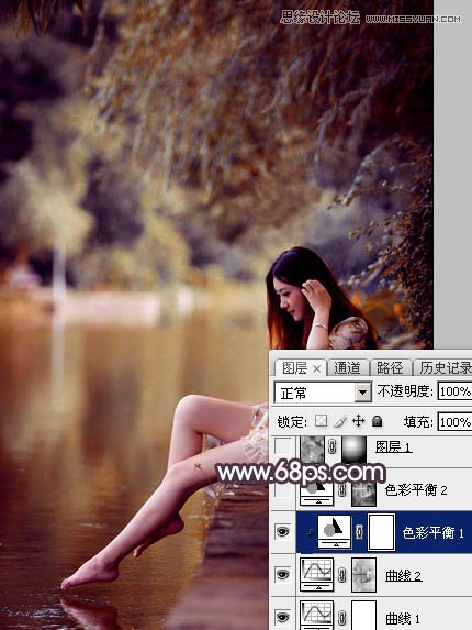 Photoshop调出河边美女梦幻橙色调效果