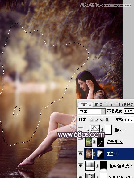 Photoshop调出河边美女梦幻橙色调效果