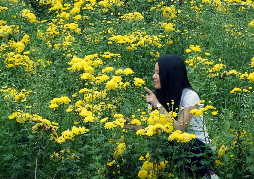 Photoshop调出油菜花人像秋季黄色调