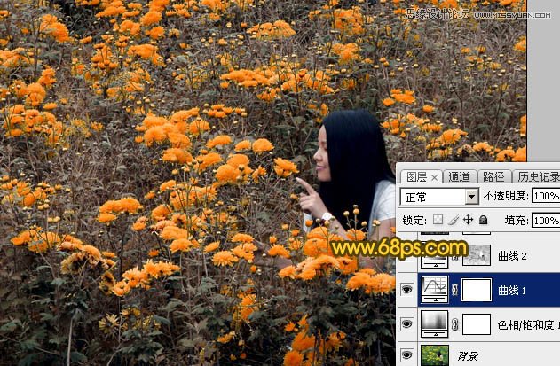 Photoshop调出油菜花人像秋季黄色调
