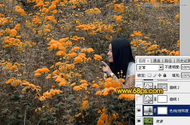 Photoshop调出油菜花人像秋季黄色调