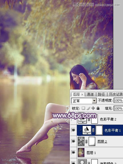 Photoshop调出河边人像梦幻橙黄色调