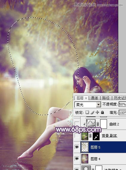 Photoshop调出河边人像梦幻橙黄色调
