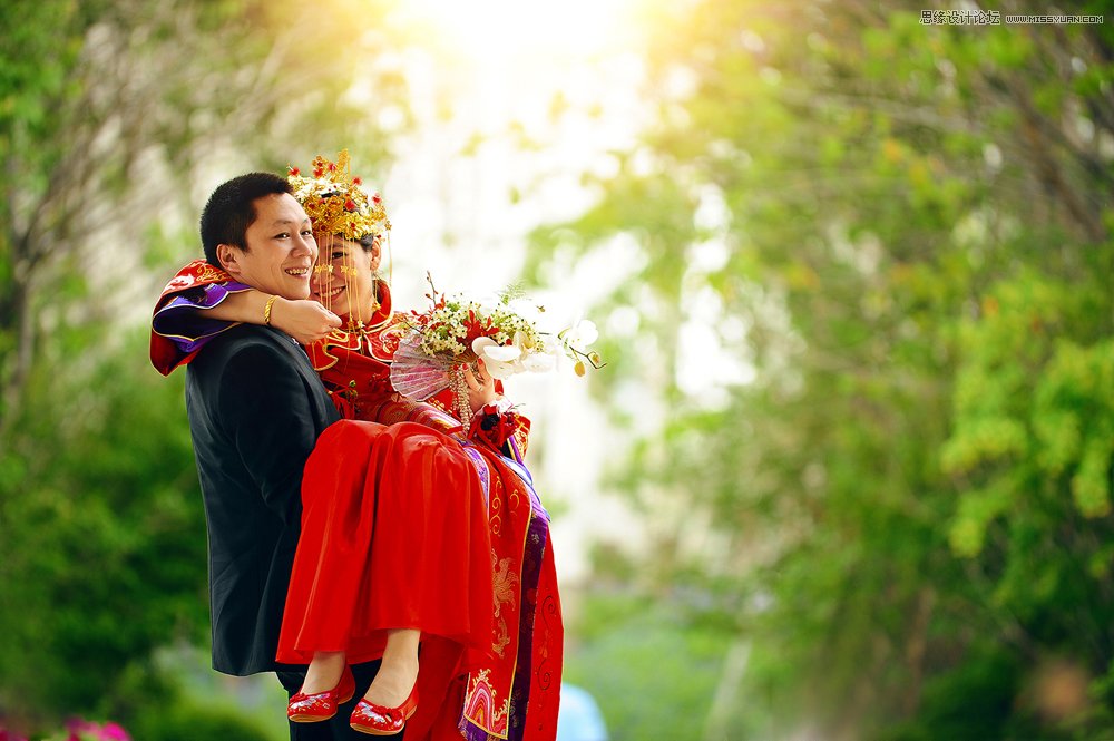 Photoshop调出外景婚片景色美化效果