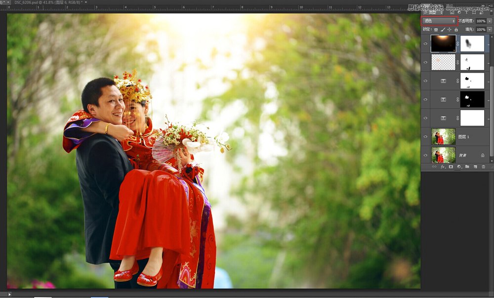 Photoshop调出外景婚片景色美化效果