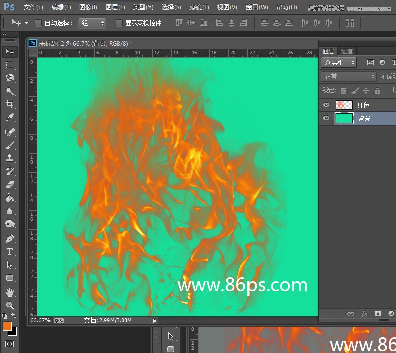 Photoshop使用通道快速的抠出火苗效果