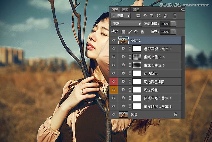 Photoshop调出外景人像唯美冷色效果