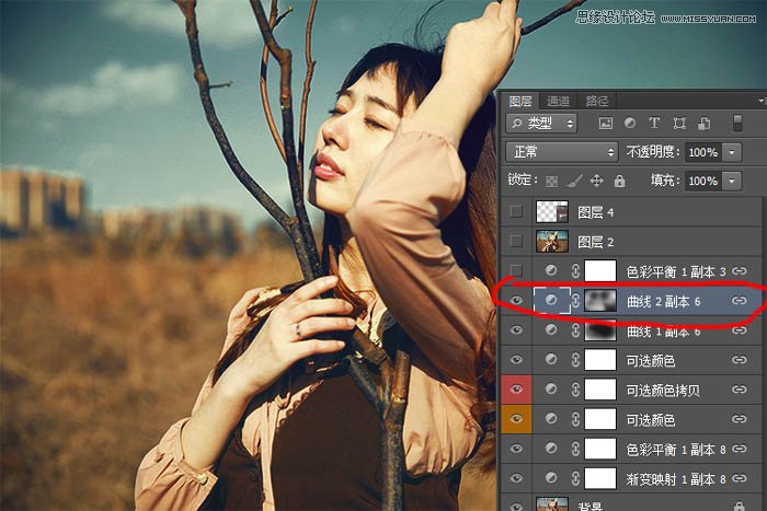 Photoshop调出外景人像唯美冷色效果