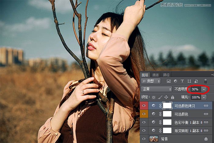 Photoshop调出外景人像唯美冷色效果