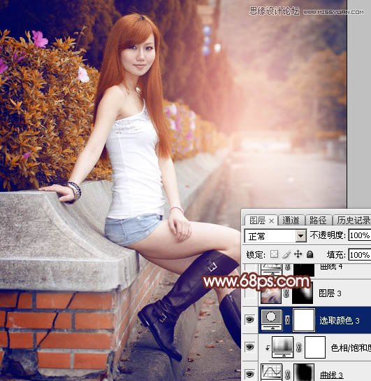 Photoshop给街边美女添加朦胧逆光效果