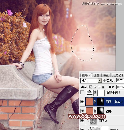 Photoshop给街边美女添加朦胧逆光效果