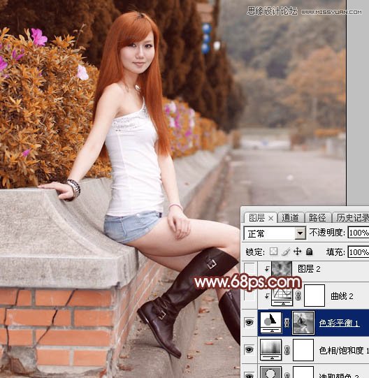 Photoshop给街边美女添加朦胧逆光效果