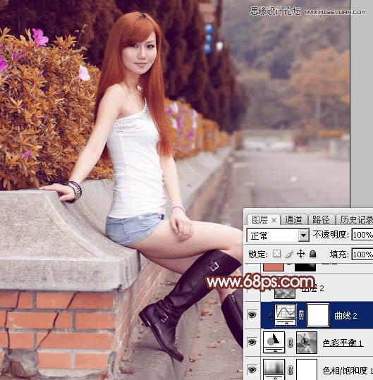 Photoshop给街边美女添加朦胧逆光效果