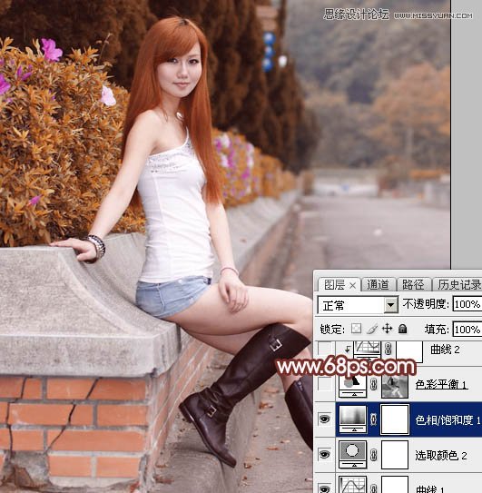 Photoshop给街边美女添加朦胧逆光效果