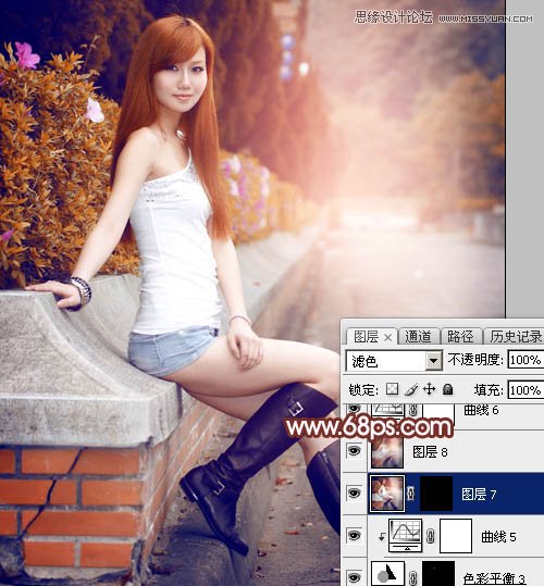 Photoshop给街边美女添加朦胧逆光效果