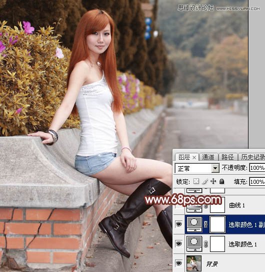 Photoshop给街边美女添加朦胧逆光效果