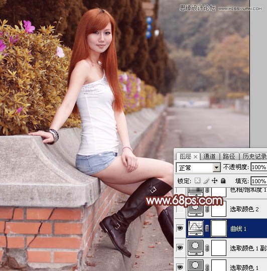 Photoshop给街边美女添加朦胧逆光效果