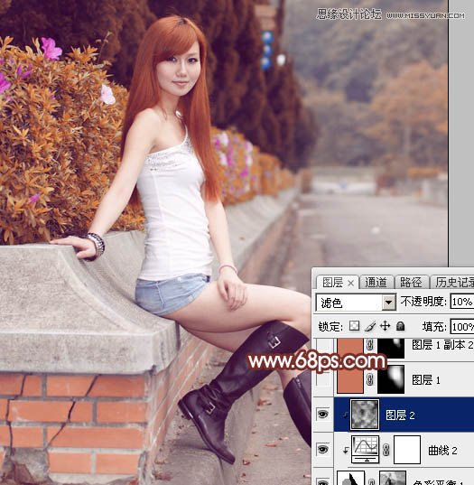 Photoshop给街边美女添加朦胧逆光效果