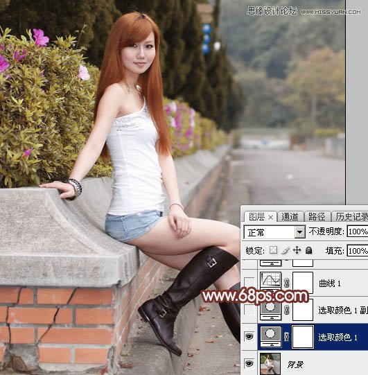 Photoshop给街边美女添加朦胧逆光效果