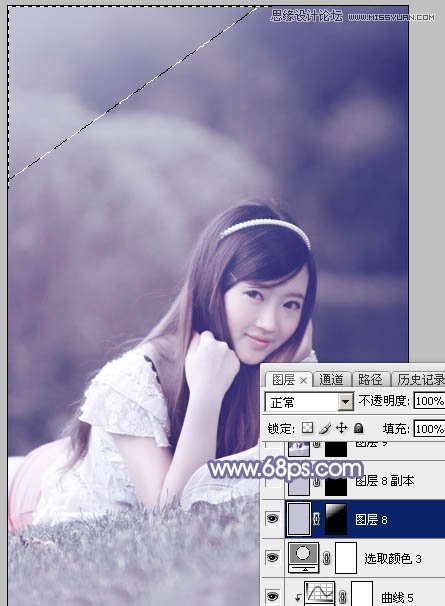 Photoshop调出草地女孩唯美紫色调