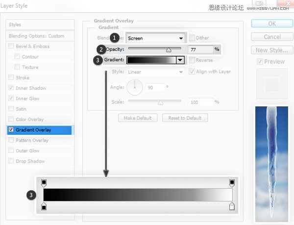Photoshop绘制逼真的冰凌棱柱效果图