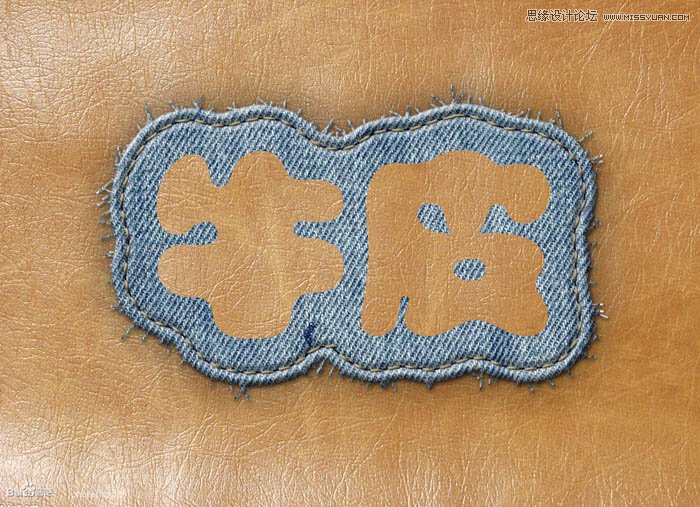 Photoshop制作缝线牛仔布纹效果艺术字