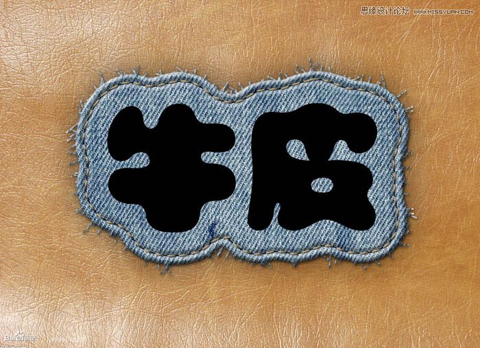 Photoshop制作缝线牛仔布纹效果艺术字