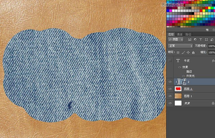 Photoshop制作缝线牛仔布纹效果艺术字