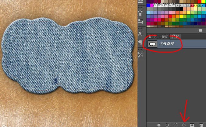 Photoshop制作缝线牛仔布纹效果艺术字