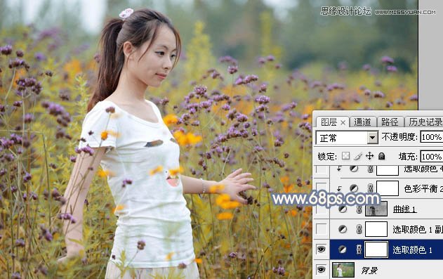 Photoshop调出花园人像照片梦幻紫色调