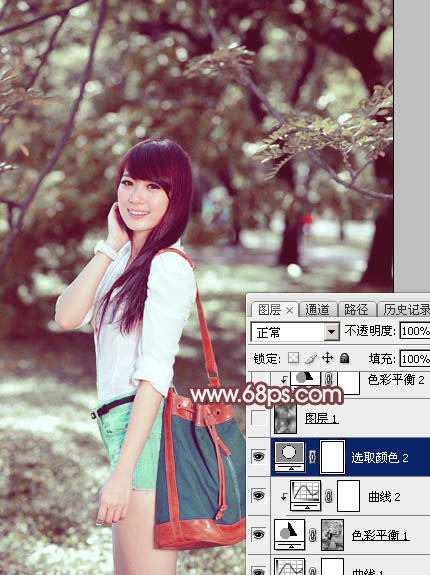 Photoshop调出外景女孩冷色逆光效果