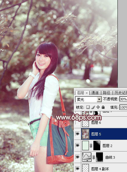 Photoshop调出外景女孩冷色逆光效果