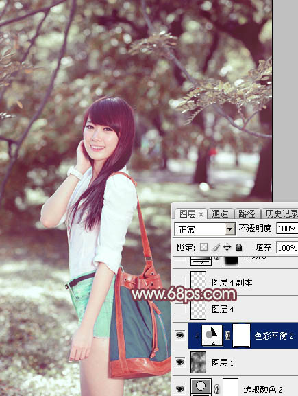 Photoshop调出外景女孩冷色逆光效果