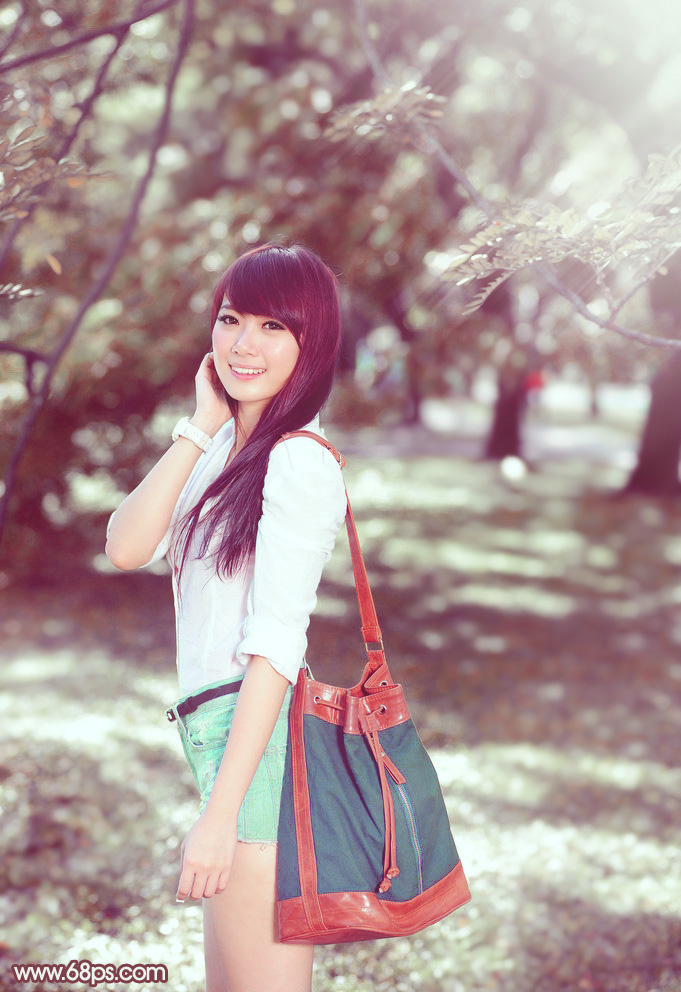 Photoshop调出外景女孩冷色逆光效果