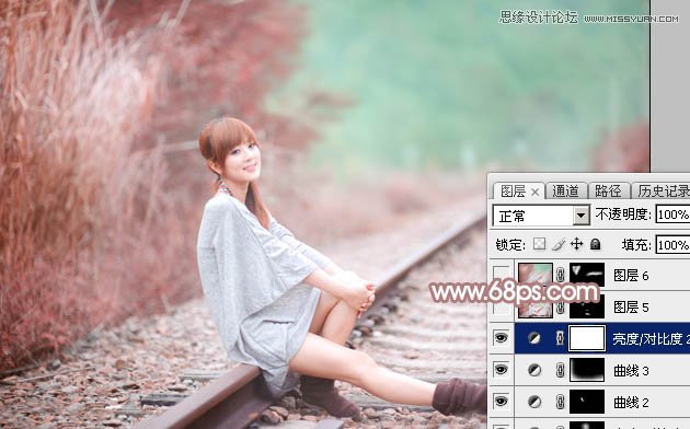 Photoshop调出铁轨美女梦幻柔色效果