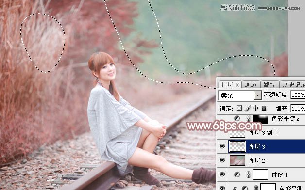 Photoshop调出铁轨美女梦幻柔色效果