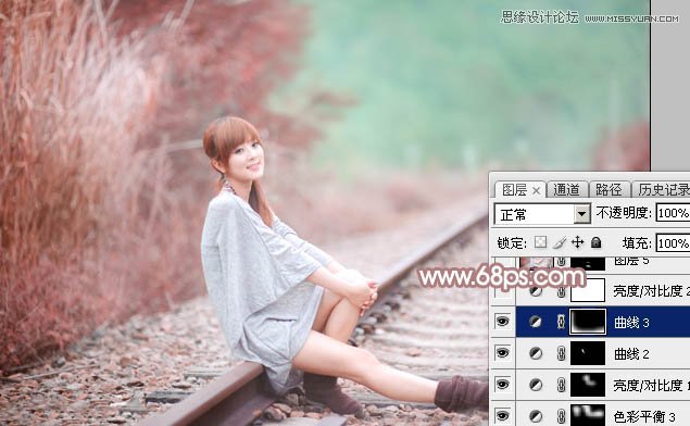 Photoshop调出铁轨美女梦幻柔色效果